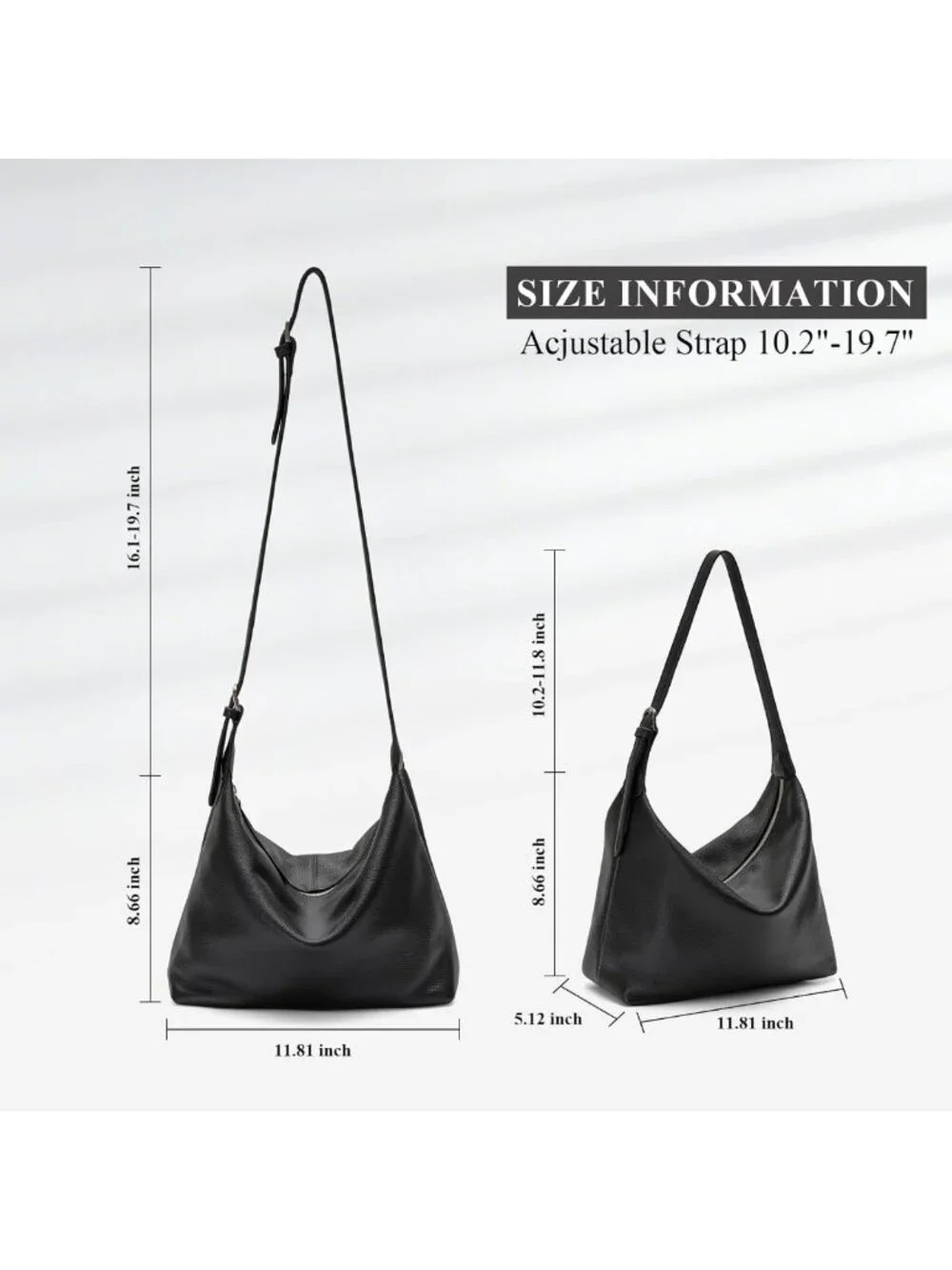 Soft Slouchy Cowhide Hobo Tote Bag for Women, Adjustable Strap Crossbody Handbag